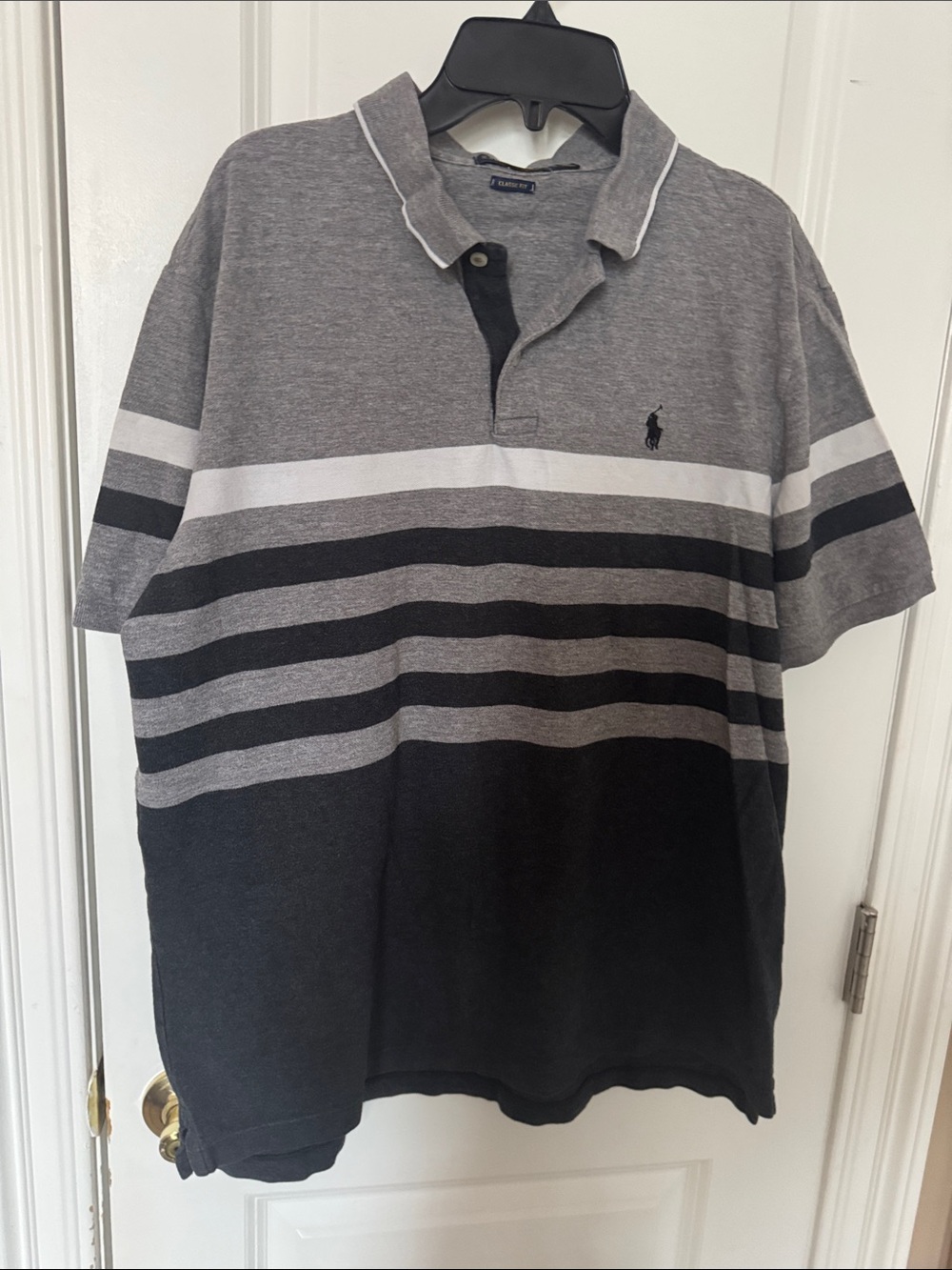 Polo by Ralph Lauren Gray, Black & White Striped Men’s Polo